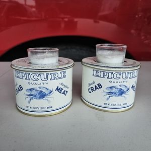 VINTAGE Pat. EPICURE MARYLAND CRAB MEAT TIN J.M. CLAYTON CO. CAMBRIDGE MD Candle